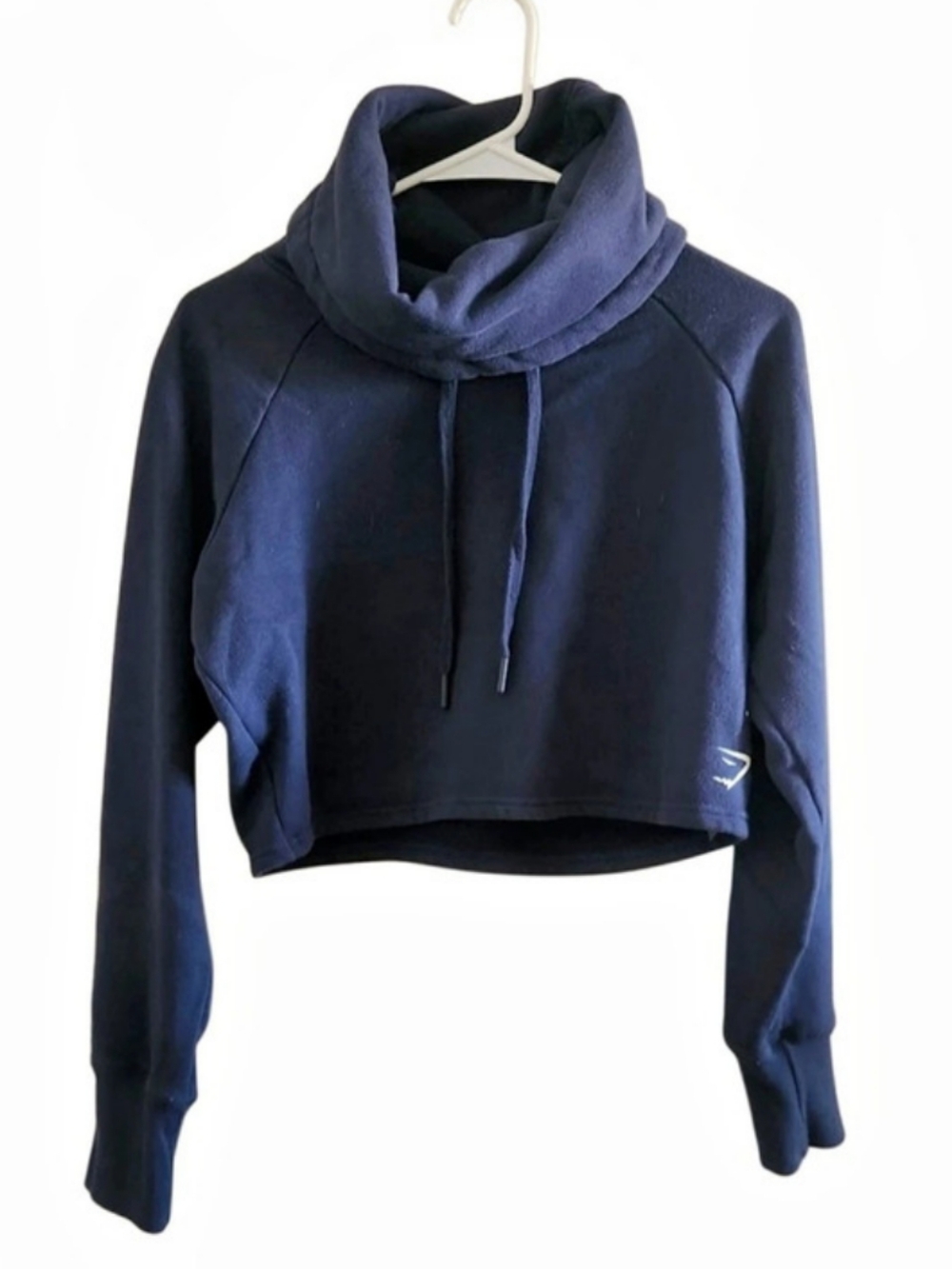 Gymshark Slouch Cowl Neck Cropped Drawstring Sweatshirt Blue Medium